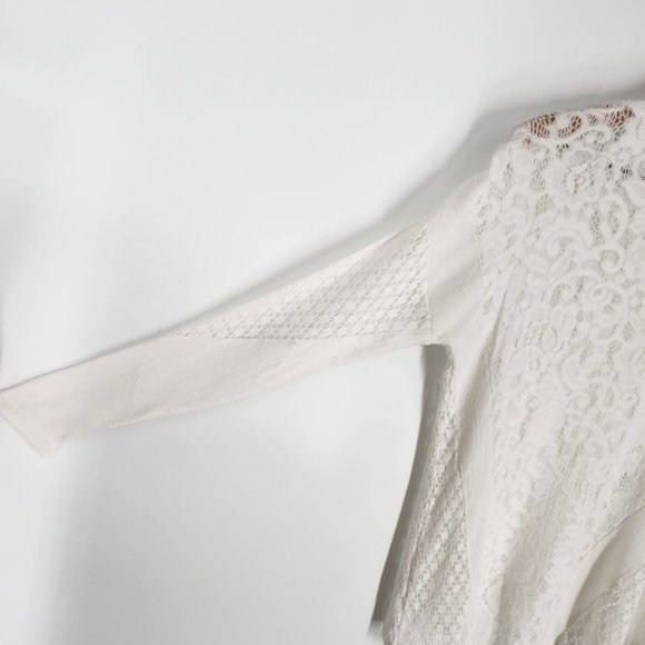 Generation Love Knit Lace Lightweight Crew Neck Sweater White XS / Small - Picture 8 of 12